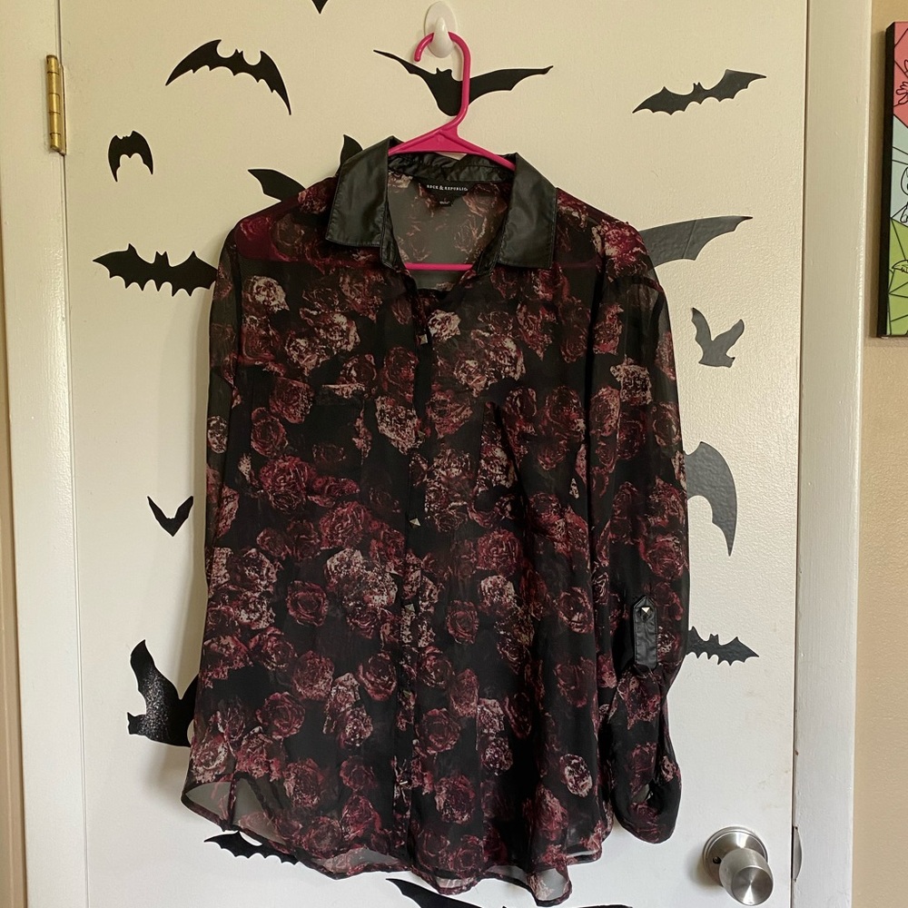 Rock & Republic Sheer Floral Blouse